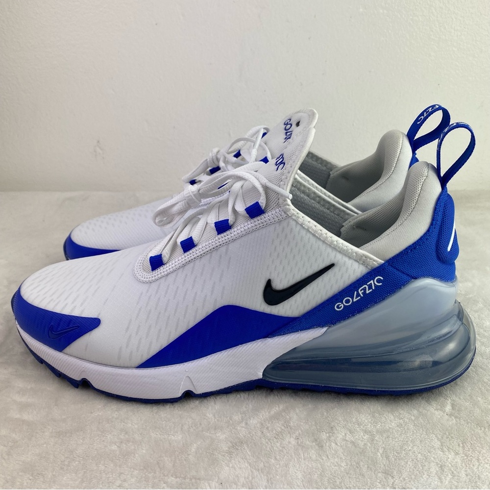 New Nike Air Max 270  White Racer Blue Black CK6483-106 Men's Golf Shoe - Picture 9 of 12